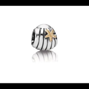 Pandora Sea Shell Charm with14k starfish